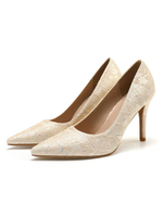 Escarpins femme talon haut bout pointu en dentelle