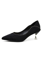 Escarpins Femme Talon Mi-Bas Talon Aiguille Bout Pointu Cuir PU Escarpins Noirs