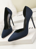 Escarpins femme talons hauts bout pointu talon aiguille bleu Royal en daim