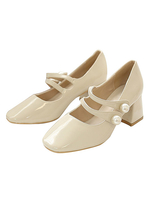 Escarpins Femme Talons Moyens Bout Carré Talon Chunky Perles Abricot Femme Chaussures