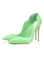 Escarpins femme verte claire talon haut bout pointu en cuir PU