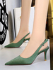Escarpins femme verte en PU dos nu bout pointu boucle réglable