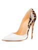 Escarpins Femmes 2021 Blanc Talon Haut Femmes Chaussures Bout Pointu Léopard Talon Aiguille Escarpins