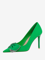 Escarpins Femmes Talons Hauts Nœud Paillettes Chic Bout Pointu Talon Aiguille Soie Et Satin