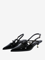 Escarpins Kitten Heek à talons noirs avec bride arrière et bout pointu pour femme