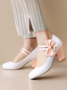 Escarpins Lolita à bout rond en cuir PU à talon épais blanc