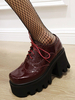 Escarpins Lolita à bout rond en cuir PU bordeaux gothique Lolita