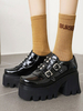 Escarpins Lolita à bout rond en cuir PU noir Gothic Lolita