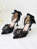 Escarpins Lolita à talons aiguilles Doux Lolita noirs Strass Perles Dentelle Nubuck Talon aiguille Lolita