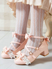 Escarpins Lolita doux arcs froncés en cuir Synthétique talon épais chaussures Lolita