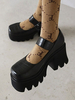 Escarpins Lolita gothiques en cuir PU à bout rond noir