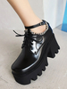 Escarpins Lolita gothiques en cuir PU à bout rond noir
