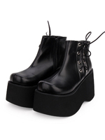 Escarpins Lolita Gothiques Flatform Chaussures à lacets en cuir Synthétique noir Déguisements Halloween