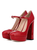 Escarpins Mary Jane Femmes à Talons Hautes avec Plateforme à Cuir Synthétique Vernis avec Bout Rond Unicolore