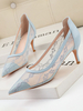 Escarpins mi-bas pour femme chic bout pointu talon aiguille bleu ciel clair escarpins glamour