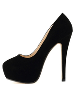 Escarpins noir en PU plateforme à talons aigus