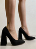 Escarpins noirs en cuir PU à talons épais et talons hauts pour femmes