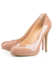Escarpins Plate-forme Femmes 2021 Couleur nu talon haut Stiletto Escarpins bout rond Couleur unique Mules
