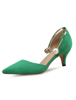 Escarpins plats en micro daim unicolore avec perles à semelle en caouchouc antidérapantmode et petits talons