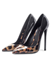 Escarpins pour femmes Bout pointu Talon aiguille Chaussures à talons hauts en polyuréthane imprimé léopard