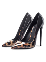 Escarpins pour femmes Bout pointu Talon aiguille Chaussures à talons hauts en polyuréthane imprimé léopard