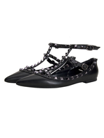 Escarpins pour femmes Rivets Bout pointu Bride de cheville en cuir Synthétique Chaussures de soirée noires
