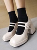 Escarpins Pour Femmes Talon Chunky PU Cuir Eric Blanc Escarpins
