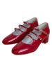 Escarpins pour femmes talons mi-bas bout carré talon épais boucle Vintage rouge Marry Jane femmes chaussures