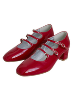 Escarpins pour femmes talons mi-bas bout carré talon épais boucle Vintage rouge Marry Jane femmes chaussures