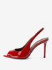 Escarpins Rouges À Talons Hauts Bout Ouvert À Bride Sexy Chaussures Femmes
