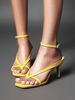 Escarpins Sandales à Talons Hautes Femmes à Cuir Synthétique à Lacets avec Boucles avec Bout Ouvert Unicolore