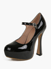 Escarpins sexy à talons hauts et épais en cuir verni pour femmes