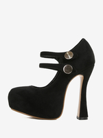 Escarpins sexy à talons hauts et épais en micro daim pour femmes