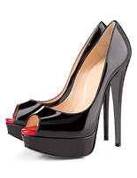 Escarpins sexy femme talon haut bout ouvert plateforme