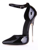 Escarpins Sexy Talons Hautes Fins Femmes à Cuir Synthétique Vernis à Bout Pointu avec Boucles Unicolore Chaussures Sexy