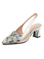 Escarpins Slingbacks Mid Heels Pointed Toe Block Heel Silver