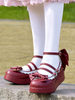 Escarpins Sweet Lolita Chaussures à talons bordeaux à bouts ronds et à bout arrondi Déguisements Halloween