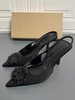 Escarpins Talons Bride Femmes Strass À Talons Aiguilles Cuir PU Noir