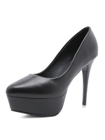 Escarpins Talons Hautes Aiguilles avec Plateforme Femmes à Cuir Synthétique à Col Rond Unicolore Sexy