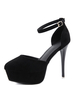 Escarpins Talons Hautes Aiguilles avec Plateforme Femmes à Cuir Synthétique en Crôute à Col Rond avec Boucle Unicolore Sexy
