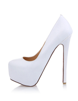 Escarpins Talons Hautes Aiguilles avec Plateforme Femmes avec Bout Rond à Cuir Synthétique Unicolore Sexy Chaussure Talons Hautes Aiguilles