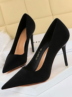 Escarpins Talons Hautes Aiguilles Femmes à Cuir Synthétique en Crôute avec Bout Pointu Unicolore
