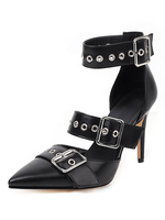 Escarpins Talons Hautes Aiguilles Femmes avec Bout Pointu à Cuir Synthétique Décors avec Boucles Unicolore Chaussures Talons Hautes Sexy