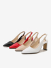 Escarpins Vintage Chaussures Femme À Bride Arrière À Bout Pointu Blanc