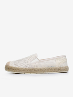 Espadrilles en dentelle pour femmes mocassins à enfiler à bout rond blancs
