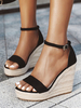 Espadrilles Femmes Sandales Compensées Plateforme Chaussures En Noir