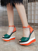 Espadrilles Femmes Sandales Talon Compensé Plateforme Bout Ouvert Talons Hauts