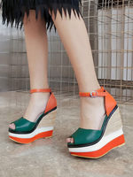 Espadrilles Femmes Sandales Talon Compensé Plateforme Bout Ouvert Talons Hauts
