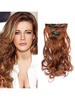 Extension Cheveux Femme perruque synthétique brun long bouclé
