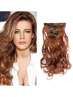 Extension Cheveux Femme perruque synthétique brun long bouclé